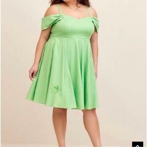 Disney Tinkerbell Cotton Off the Shoulder Sundress With Pockets 0X Plus Size